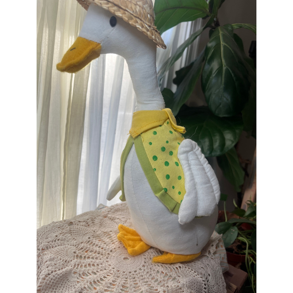 Cottagecore Goose Doll 🦆 Farmhouse Spring Decor Yellow Polka Dot Dress - Picture 4 of 7